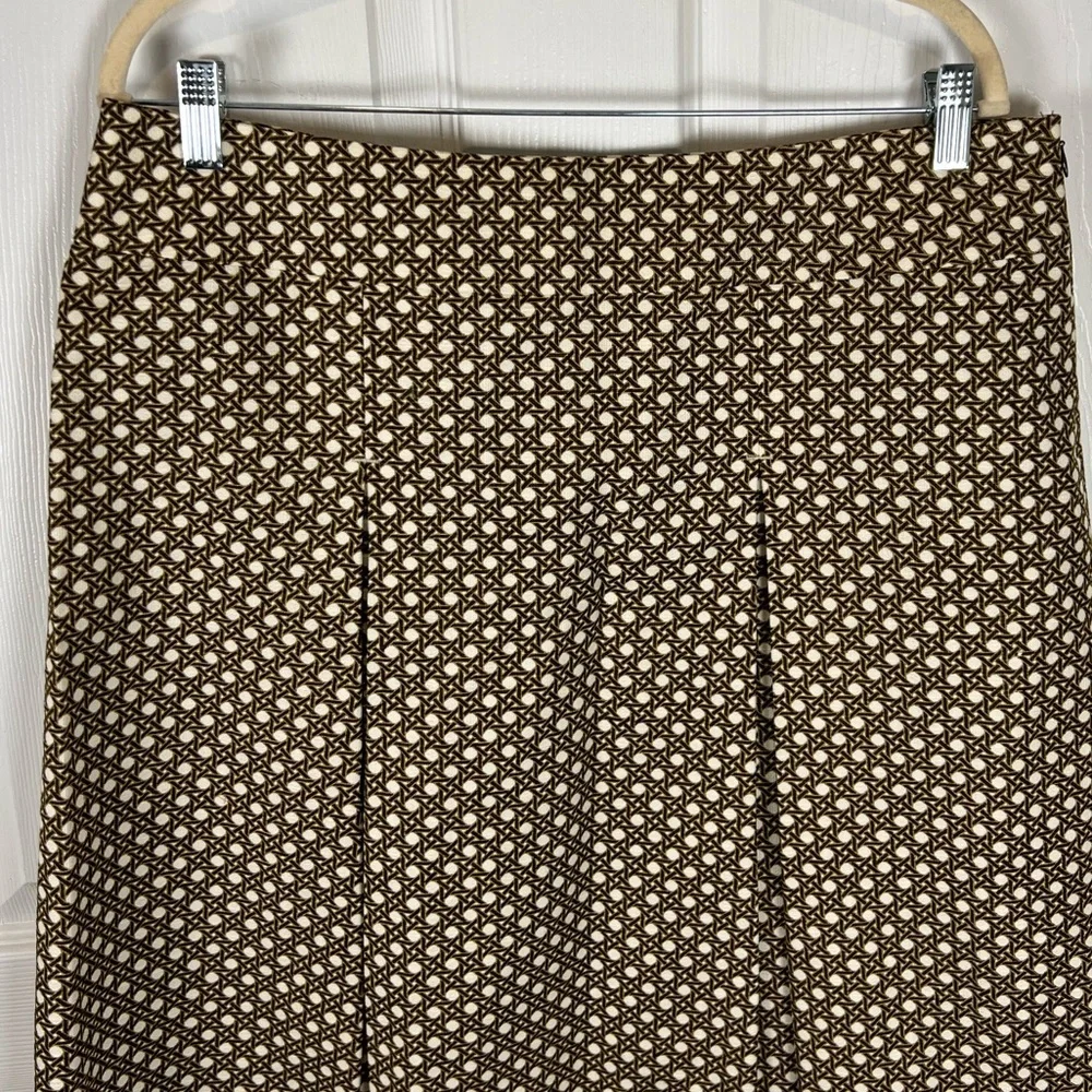 Talbots women’s brown cream cotton pleated front skirt size 14
